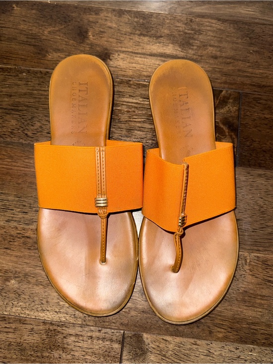 Italian Shoemakers Shoes - Italian Shoemakers Women’s Size 10 Orange Thong Sandals Stretch Strap Made Italy